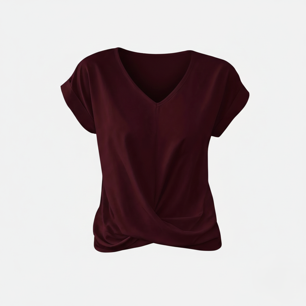 Blouse Women's V-neck Short Sleeve Twist Front