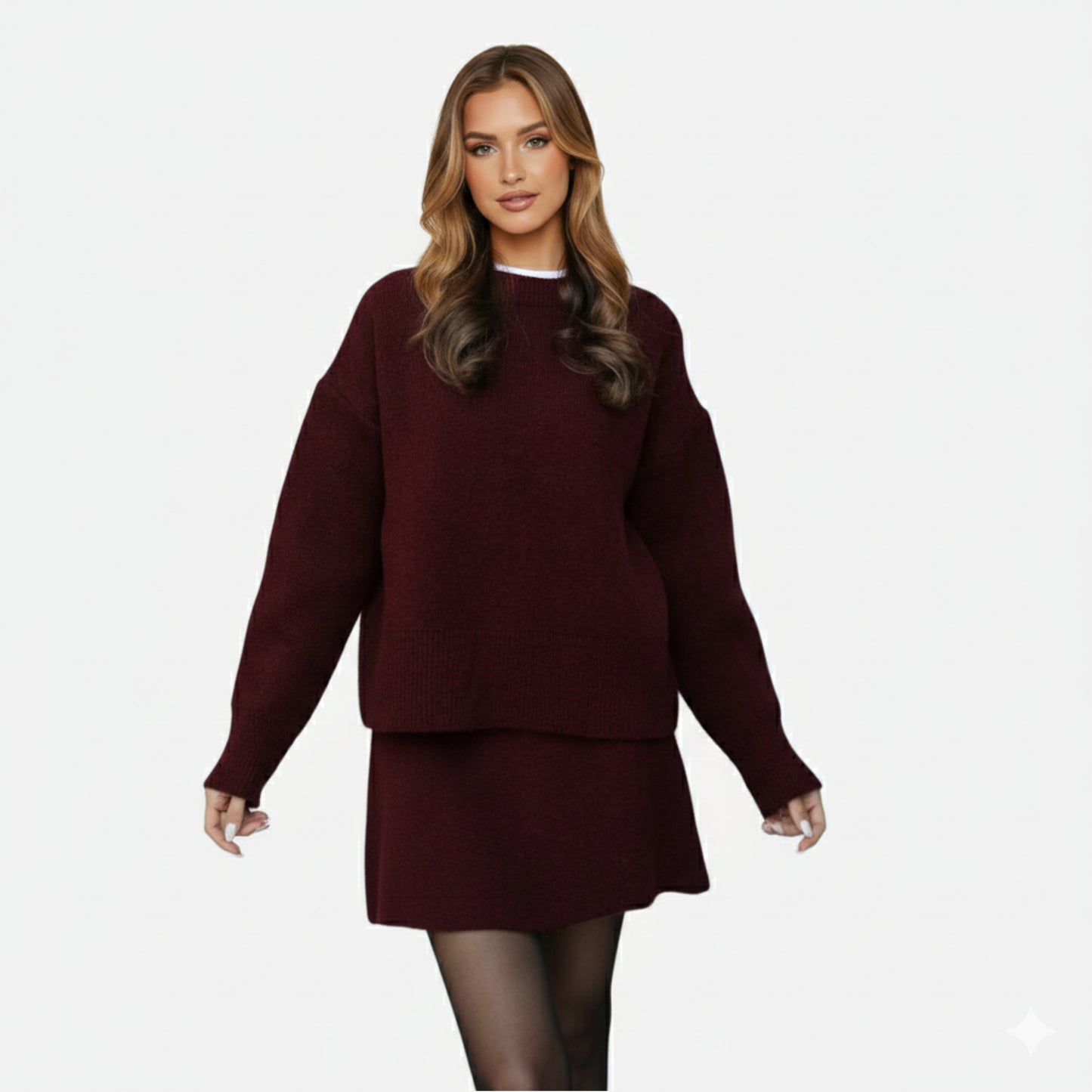 Sweater and Skirt Set Women's Knit Two Piece