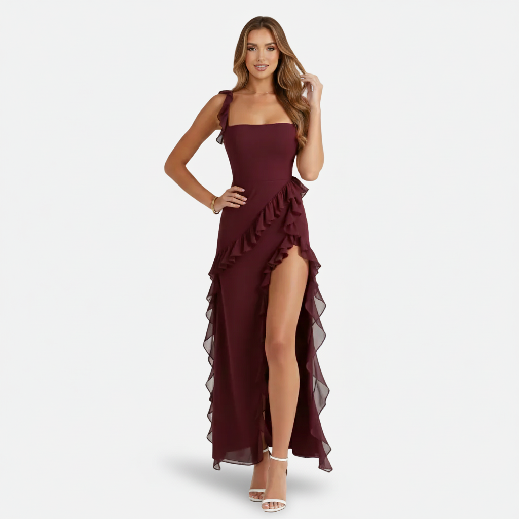 Mavenburry | Women’s Sleeveless Ruffle Detail Maxi Dress