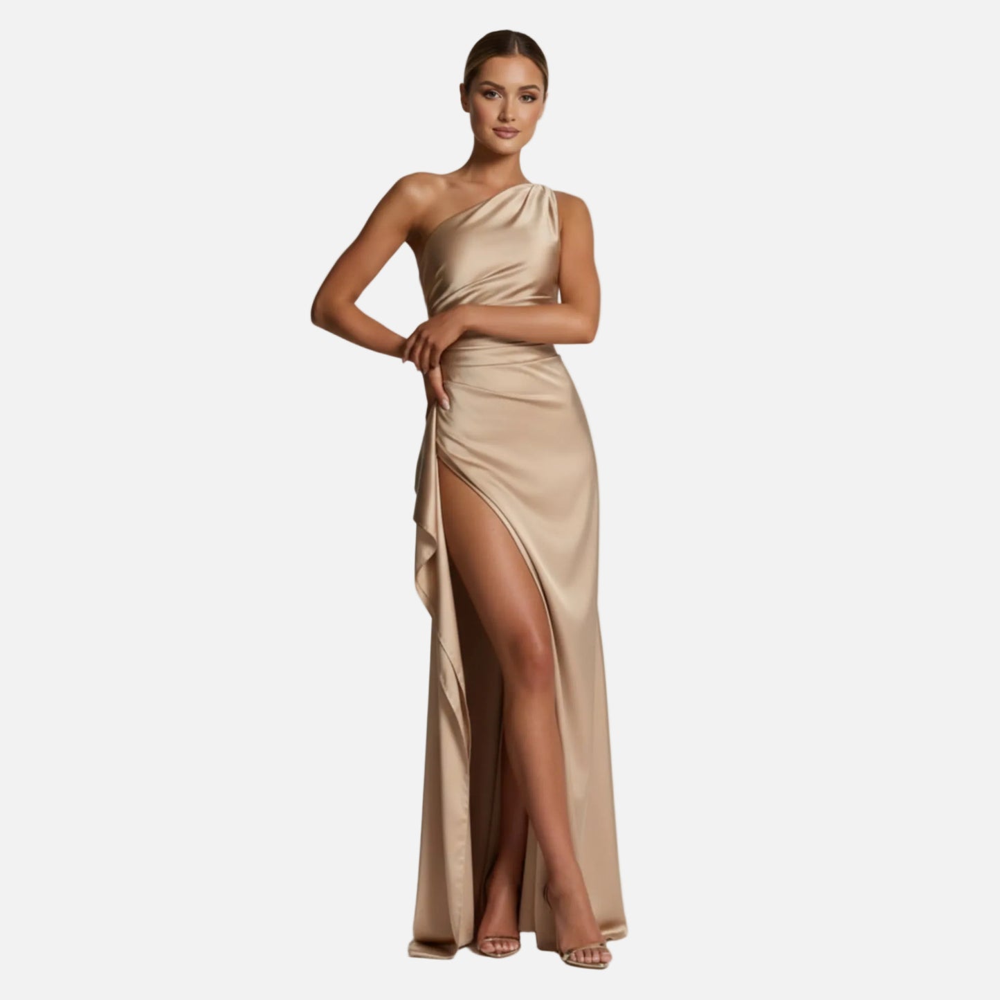 Maxi Dress Women's One Shoulder Satin Slit