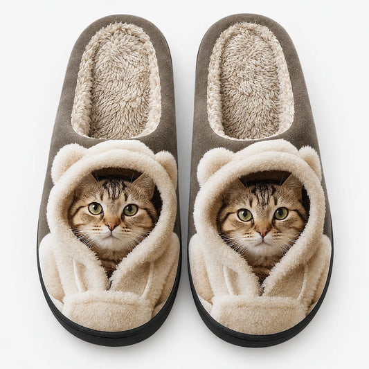 Cosy 3D Cat Face Slip-On Slippers