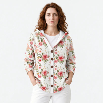 Cosy Hooded Cardigan with Wooden Buttons