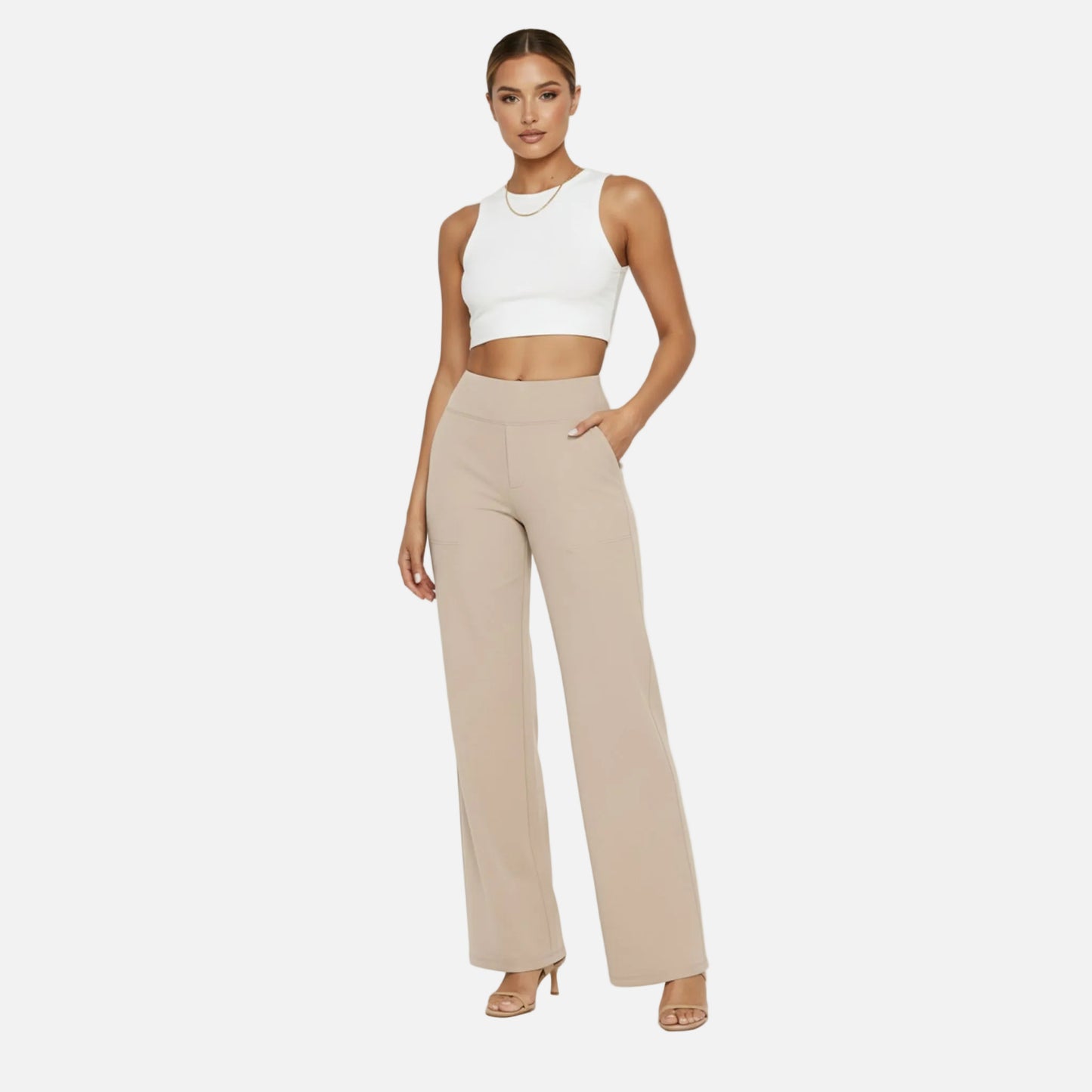 High Waisted Pants Women’s Pull-on Straight Leg