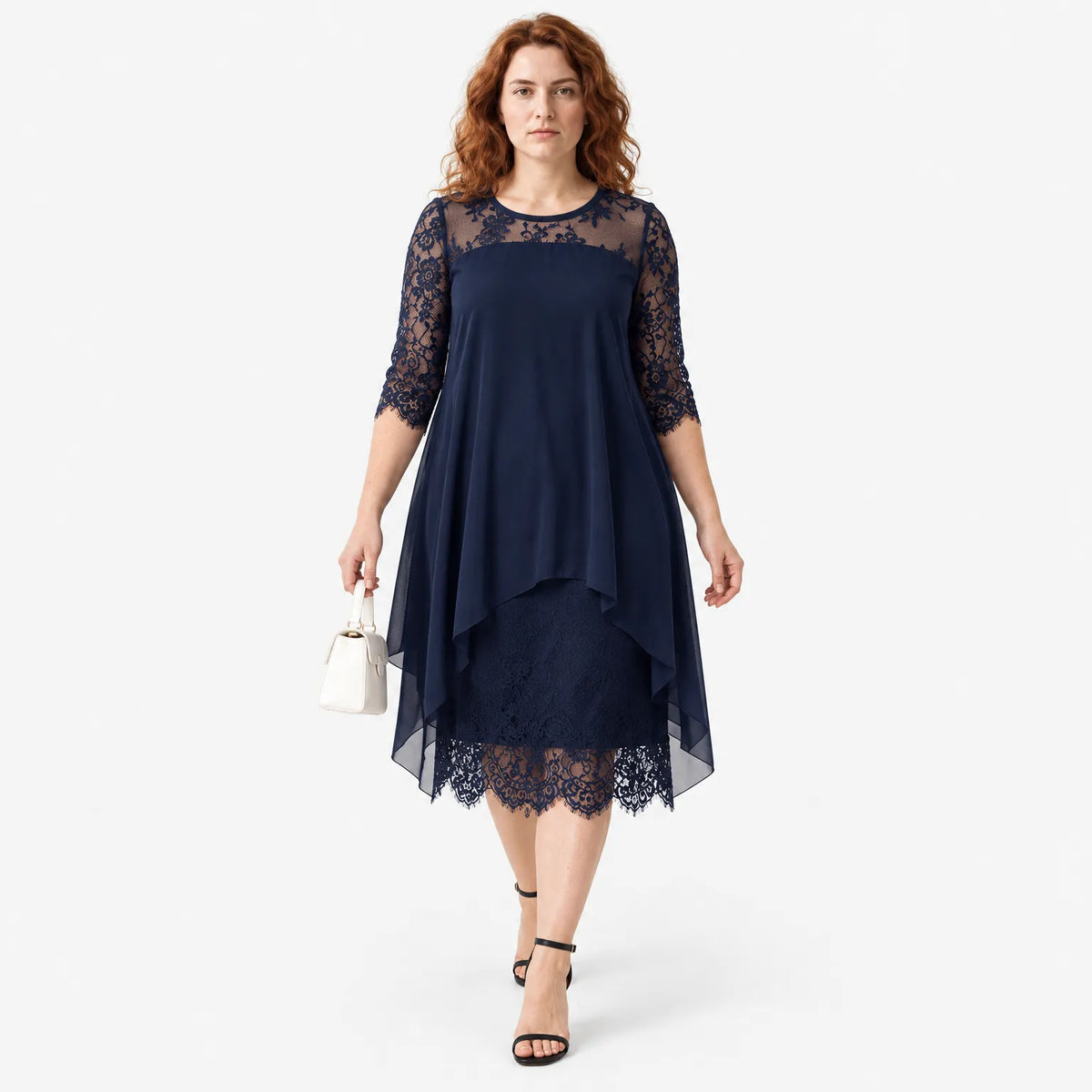 Dorothee Plus Size Midi Evening Dress - Elegant Style