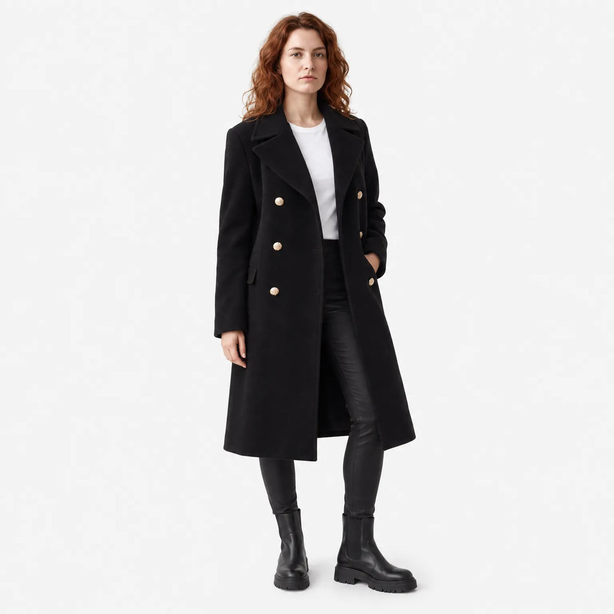 Double-breasted women's wool coat – Celina