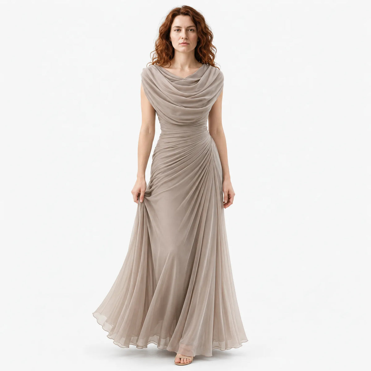 Draped Maxi Dress with Sleeveless Silhouette