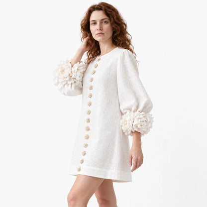 Elegant Mini Dress with Puff Sleeves