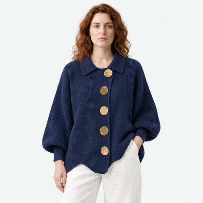 Elegant Oversized Cardigan with Statement Buttons