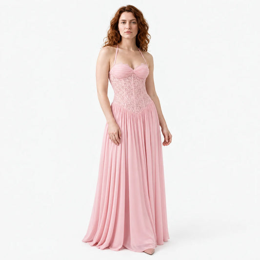Faye Maxi Dress with Lace Corset Bodice