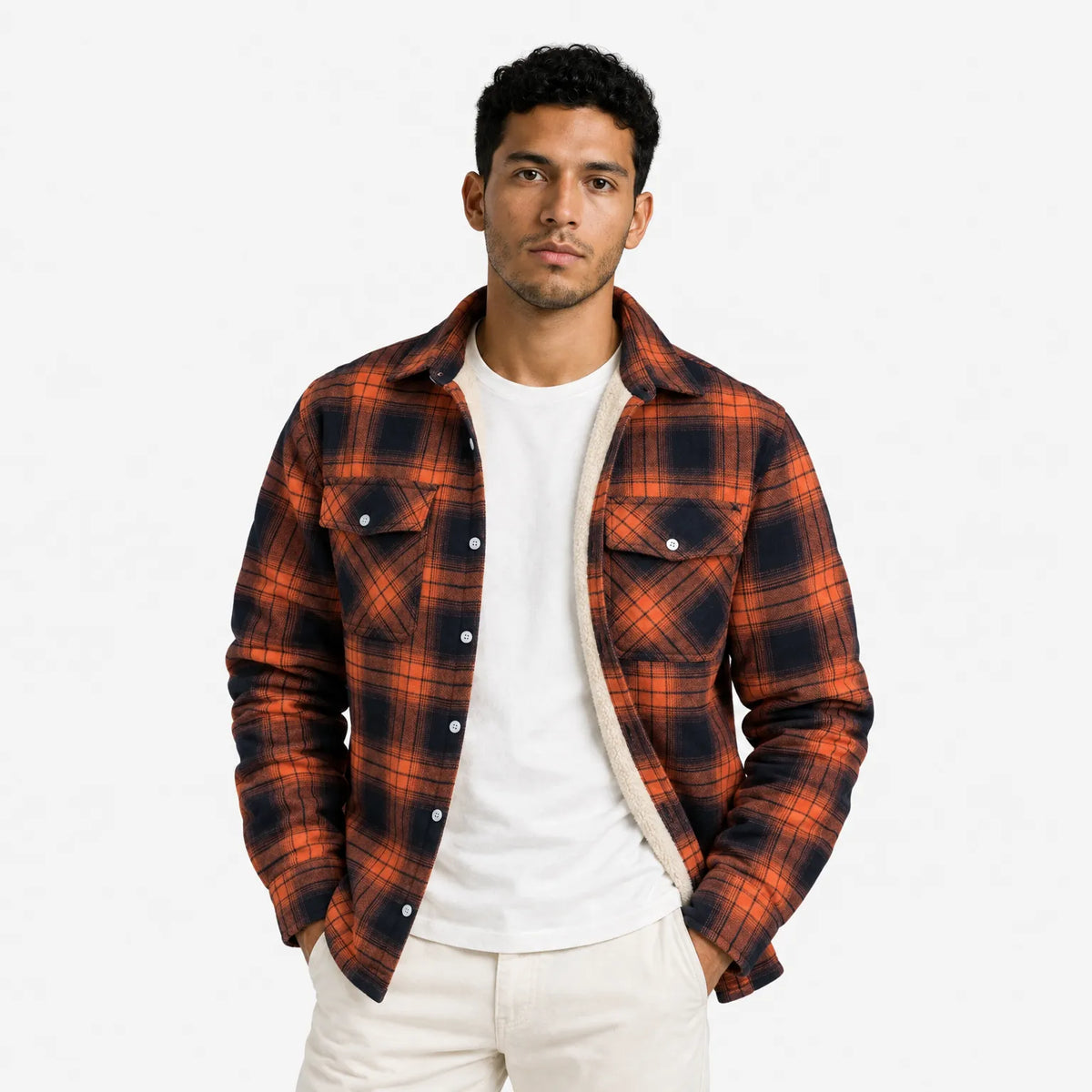 Fleece-lined men's check jacket – Arvid autumn edition