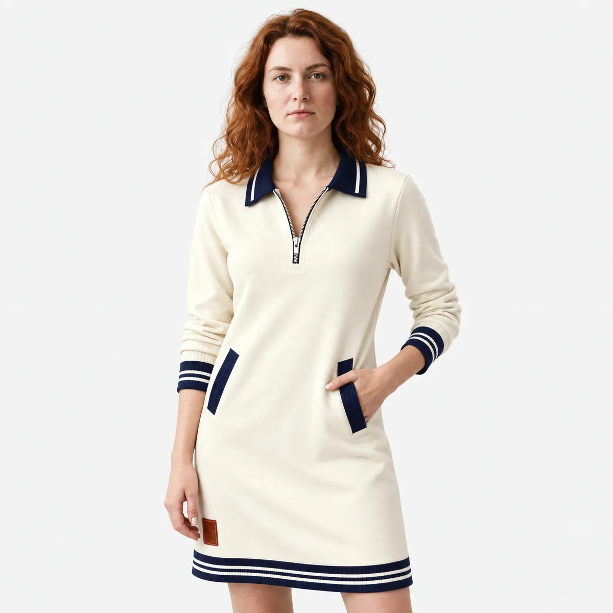 Front Zip Cotton Linen Dress