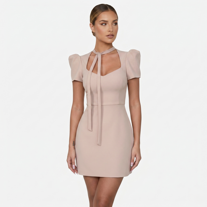 Mini Dress Women's Sweetheart Neck Puff Sleeve