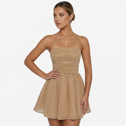 Mavenburry | Women’s Sparkle Mini Dress – Back Bow Detail