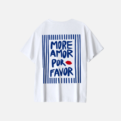 Graphic T-Shirt Women's Crew Neck More Amor Por Favor Back Print