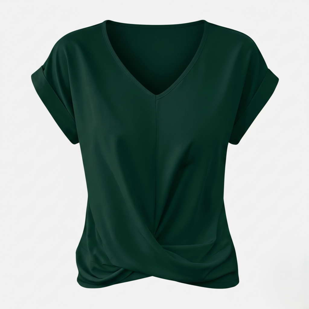 Blouse Women's V-neck Short Sleeve Twist Front