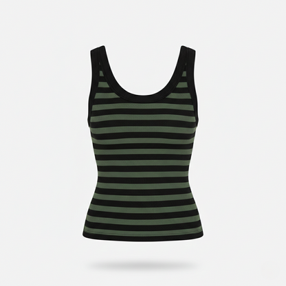 Tank Top Women's Round Neck Ribbed with Built-in Bra