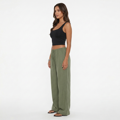 Wide Leg Trousers Women's Drawstring Waist