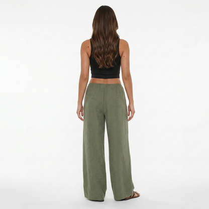 Wide Leg Trousers Women's Drawstring Waist