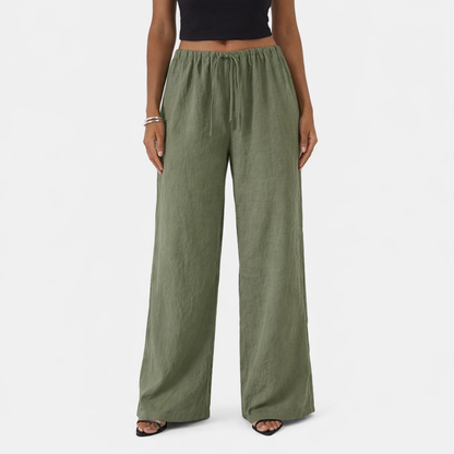Wide Leg Trousers Women's Drawstring Waist