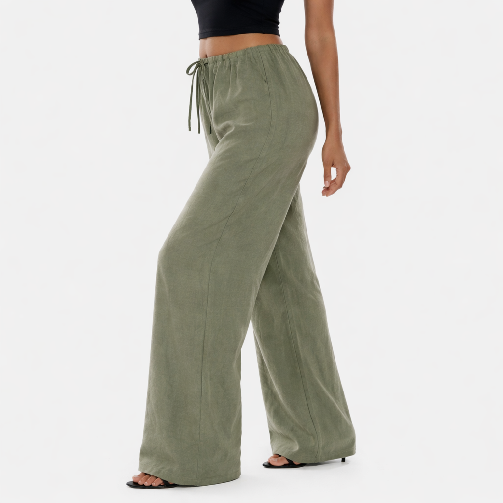 Wide Leg Trousers Women's Drawstring Waist
