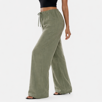 Wide Leg Trousers Women's Drawstring Waist