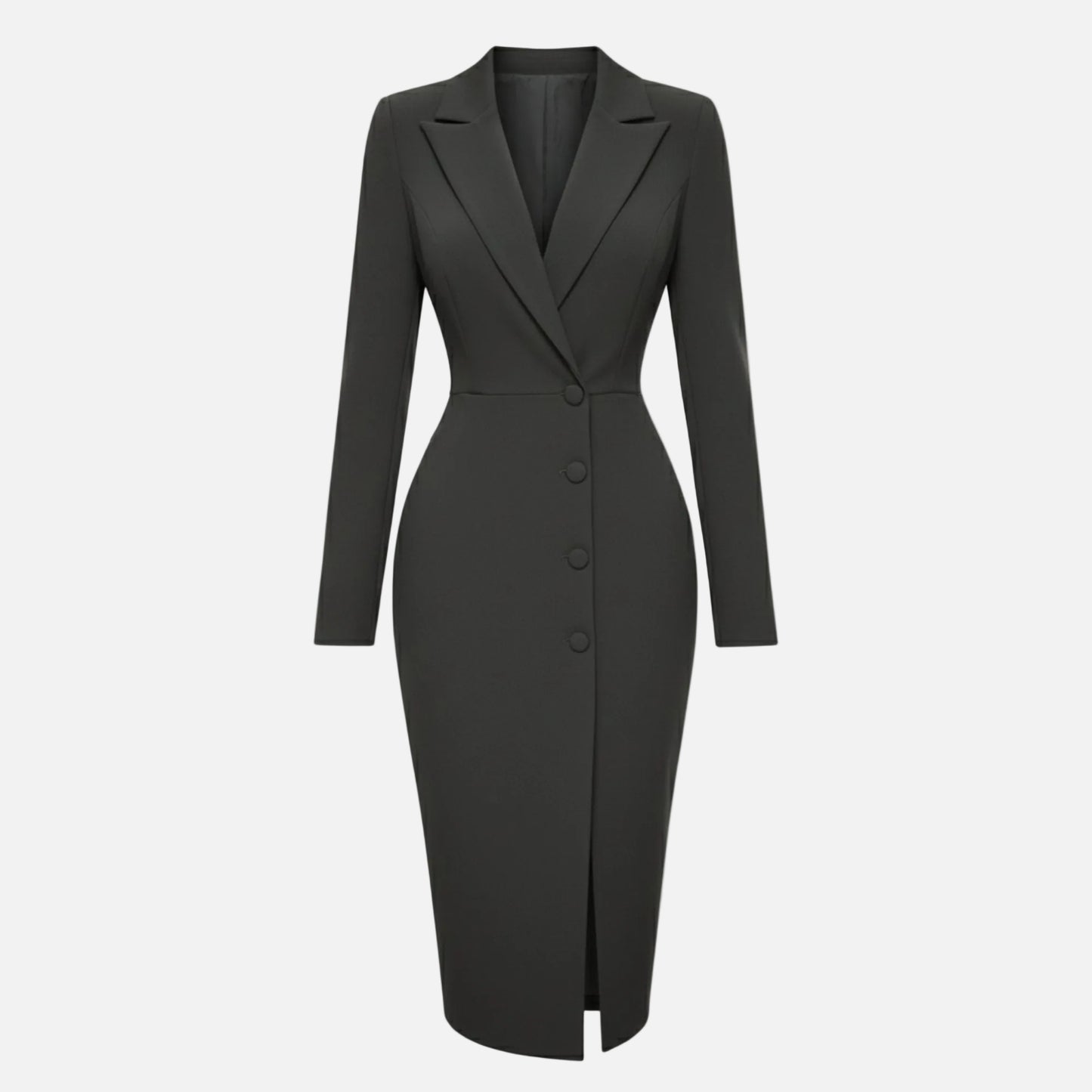 Blazer Midi Dress Women's Notch Lapel Long Sleeve