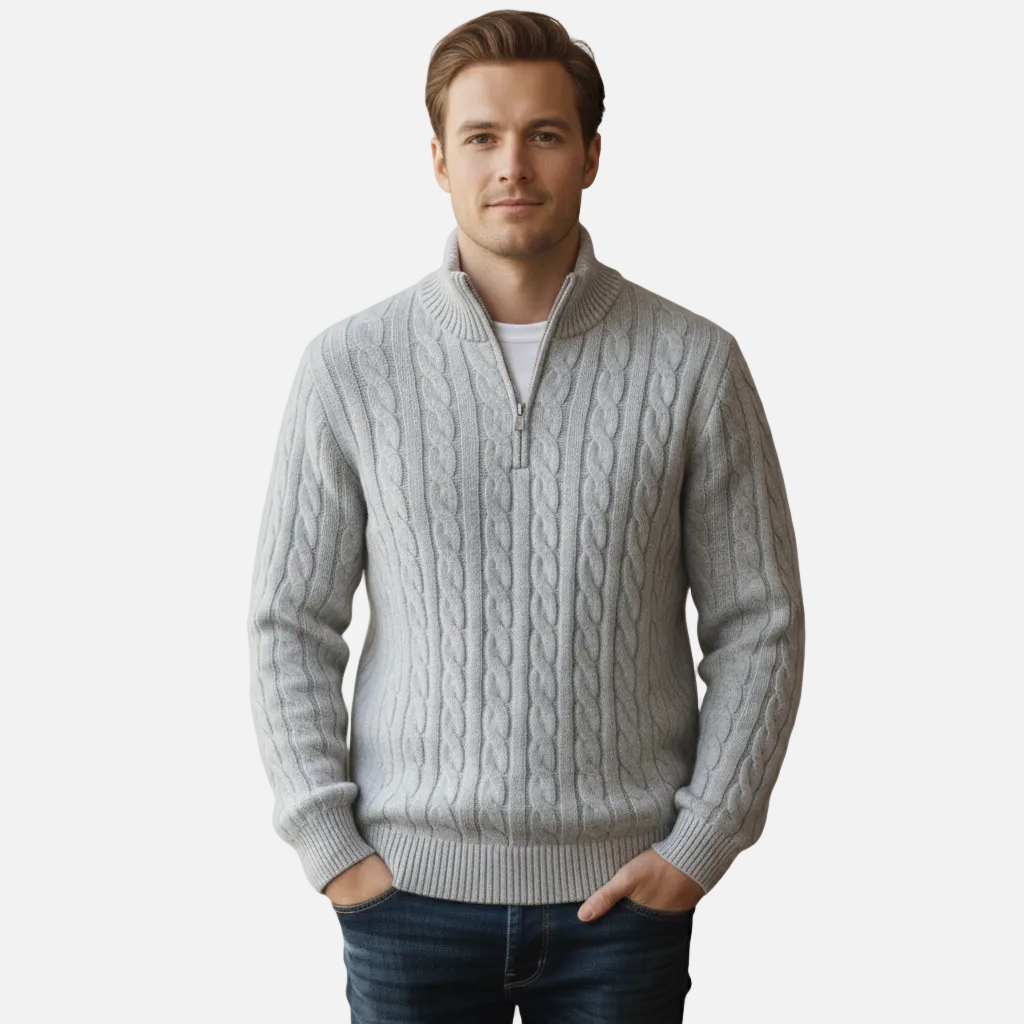 Mavenburry | Men’s Cable Knit Half Zip Sweater