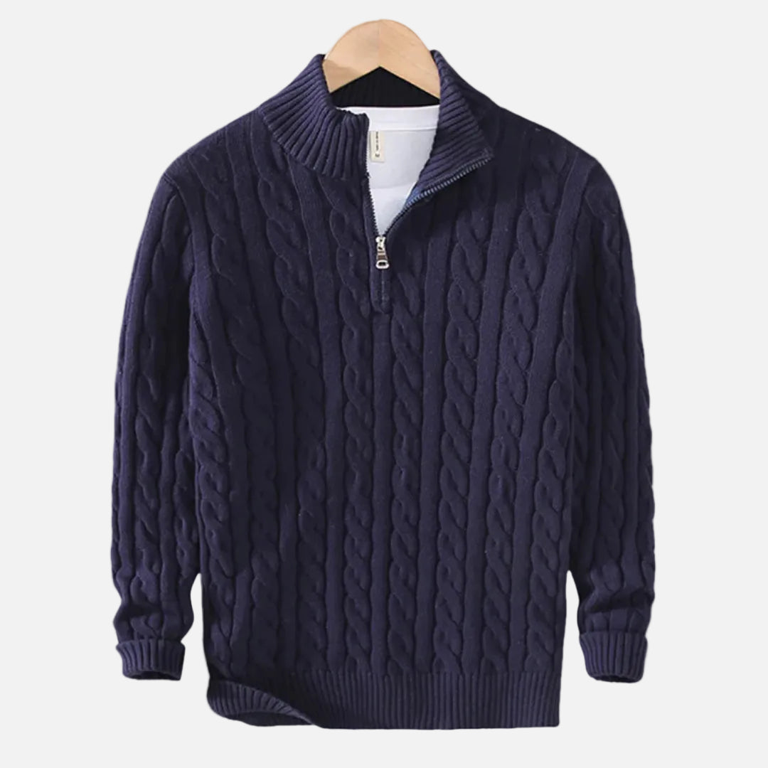 Mavenburry | Men’s Cable Knit Half Zip Sweater
