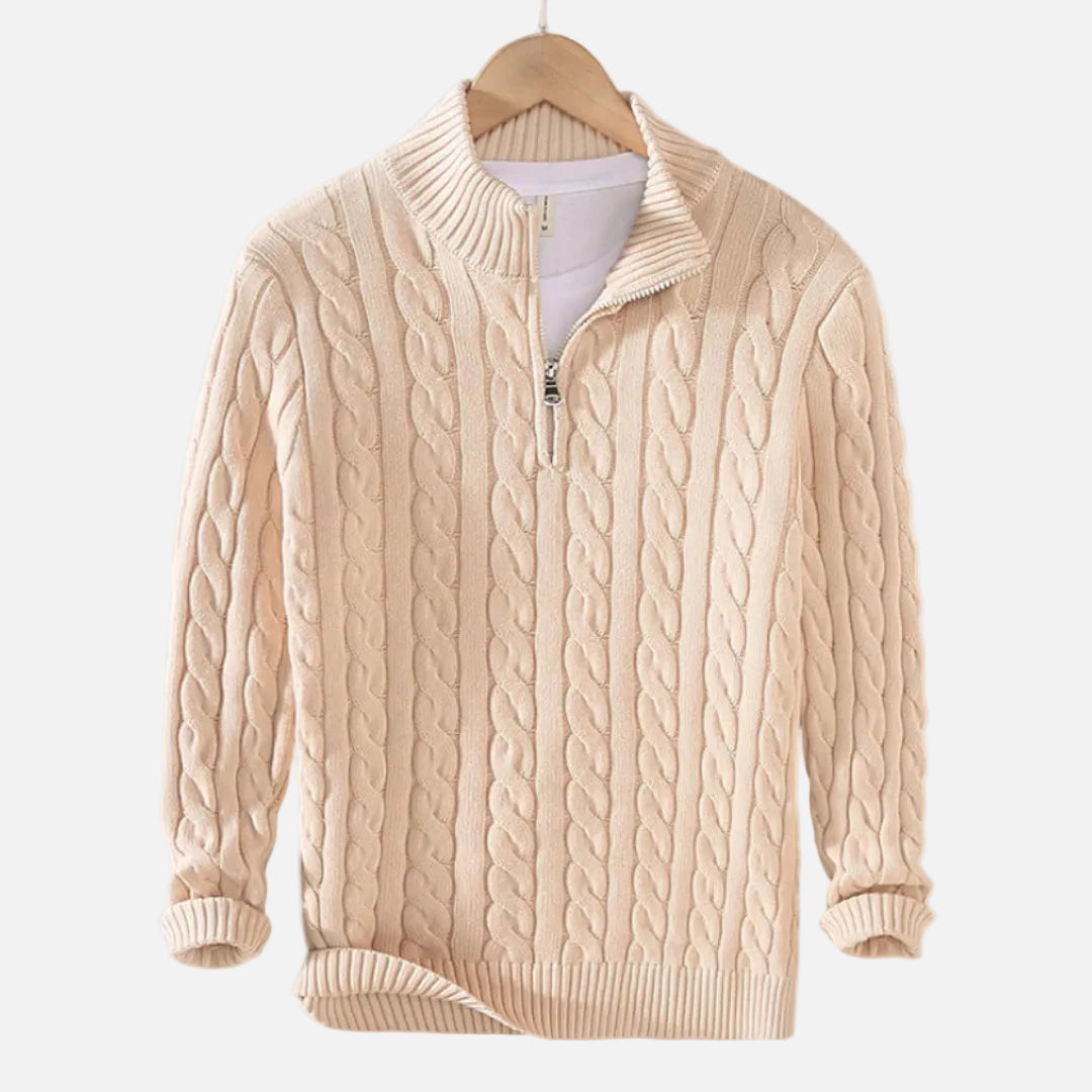 Mavenburry | Men’s Cable Knit Half Zip Sweater