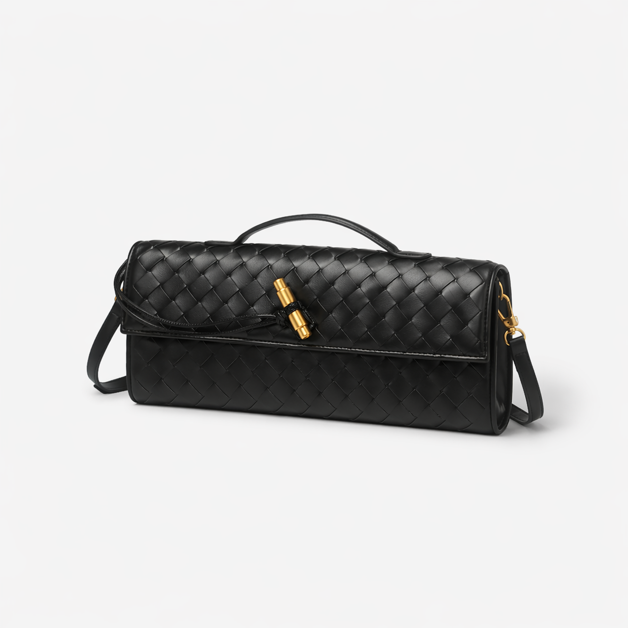 Handbag Women's Woven Leather Flap Closure
