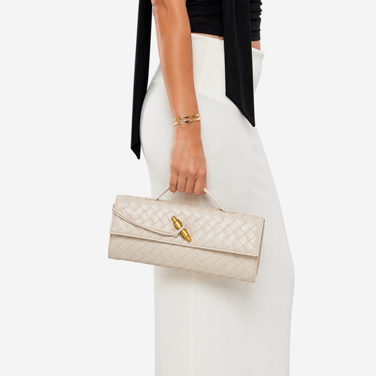 Handbag Women's Woven Leather Flap Closure