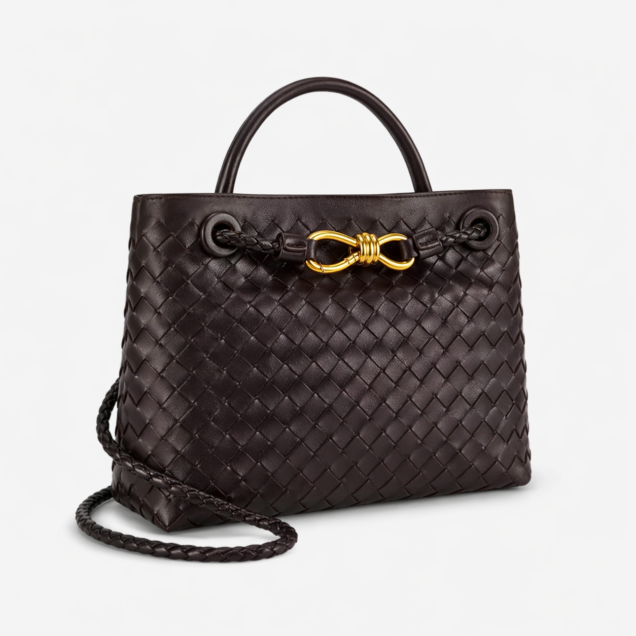 Handbag Women's Woven Leather Top Handle Crossbody Strap