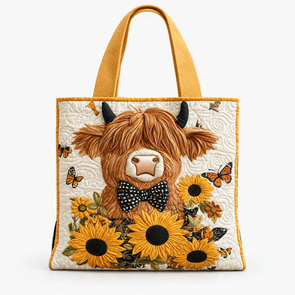 Handmade Quilted Tote Bag with Wave Stitching, Double-Layer and Machine Washable
