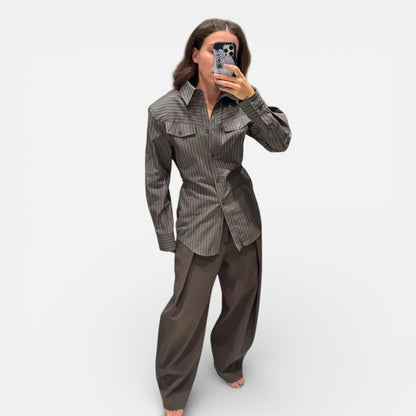 Mavenburry | Women’s Wide‑Leg Trousers - Chocolate