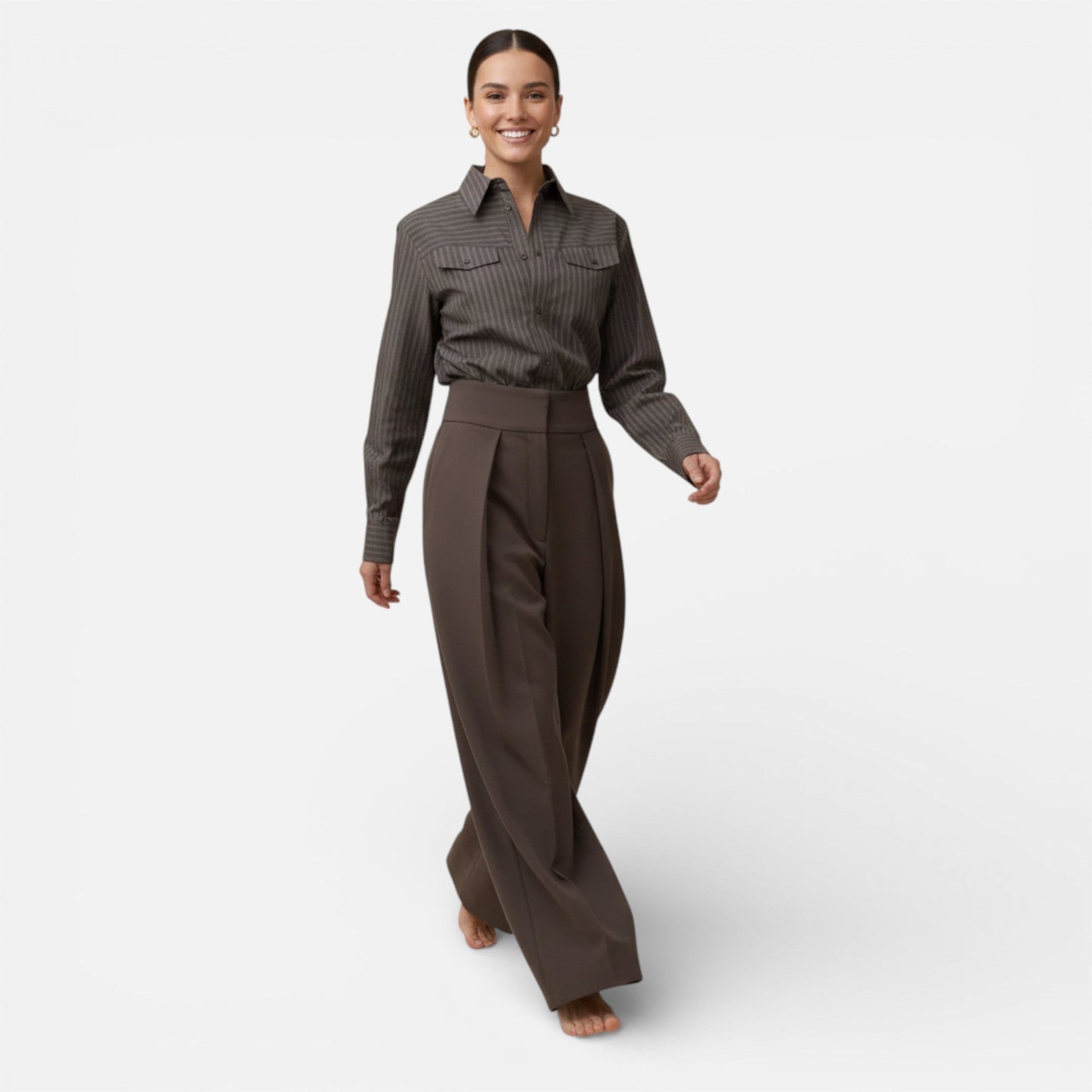 Mavenburry | Women’s Wide‑Leg Trousers - Chocolate