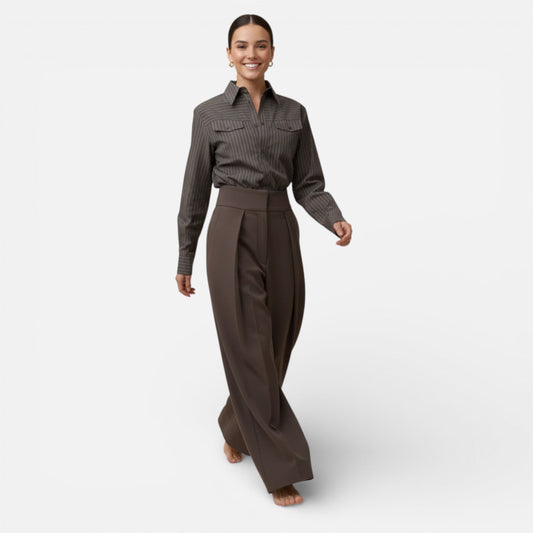Mavenburry | Women’s Wide‑Leg Trousers - Chocolate