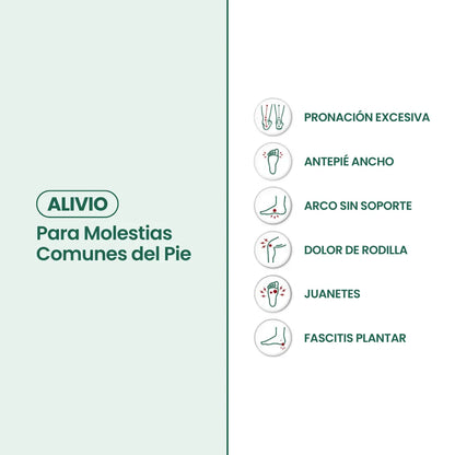 Infographic listing common foot complaints, each with a small foot icon, on a pale green and white split background. 39