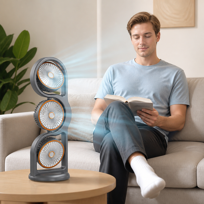 Portable Fan with Three Fan Heads