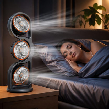 Portable Fan with Three Fan Heads