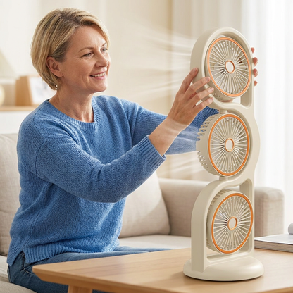 Portable Fan with Three Fan Heads