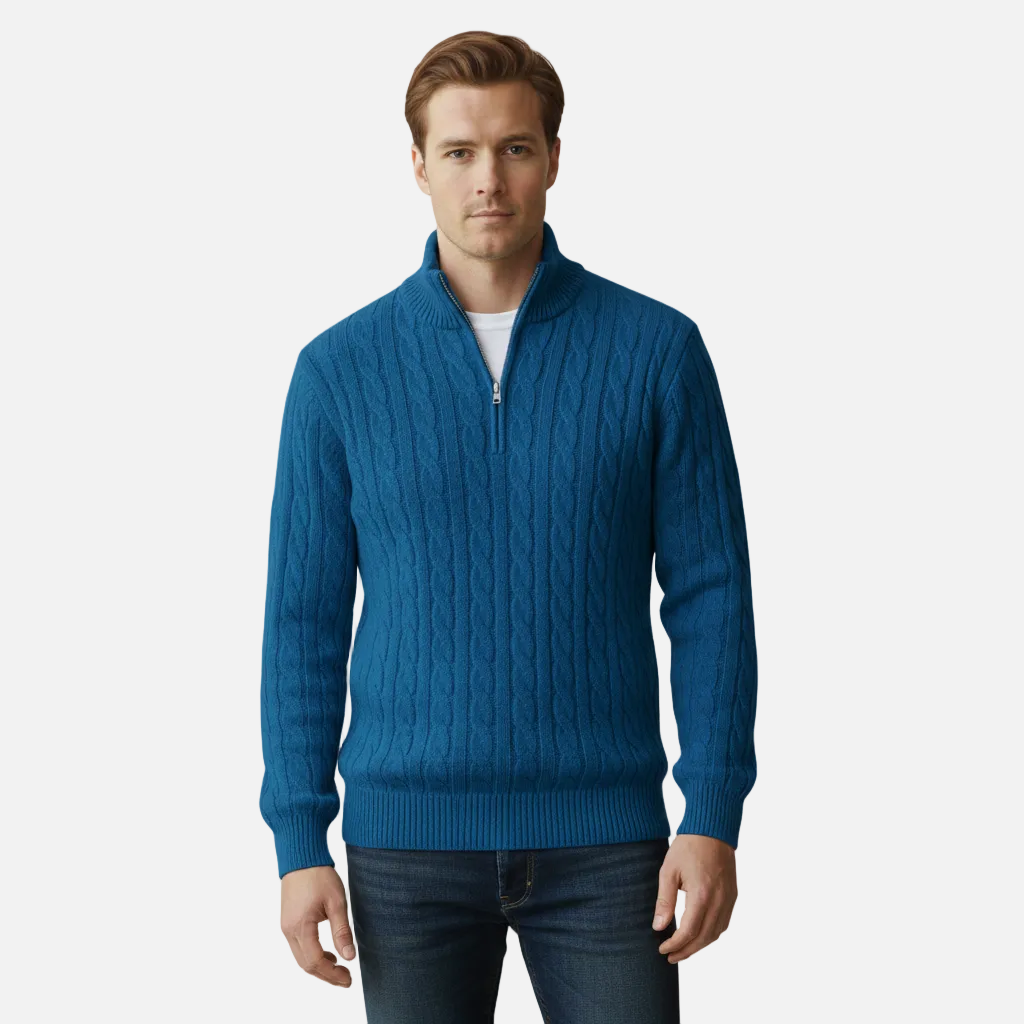 Mavenburry | Men’s Cable Knit Half Zip Sweater