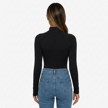 Long Sleeve Top Women’s High Neck Cut Out Detail