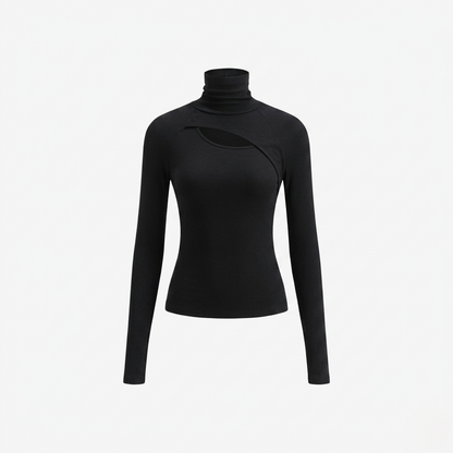 Long Sleeve Top Women’s High Neck Cut Out Detail