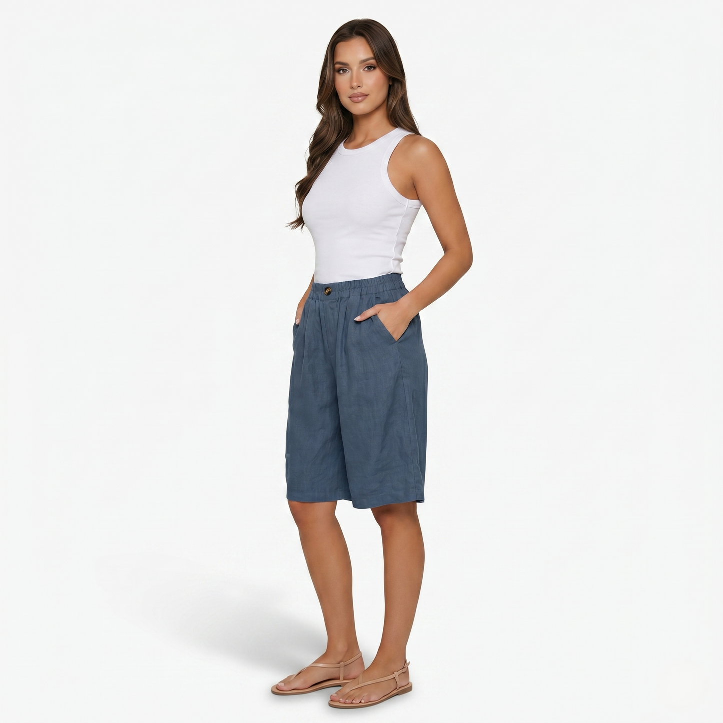 Longline Shorts Women’s Elastic Waist Casual