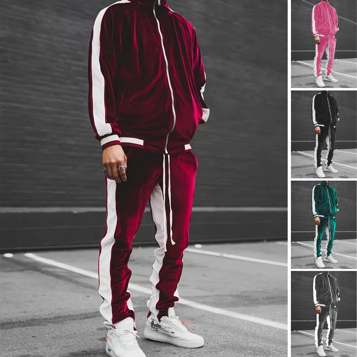 Luxe Velvet Tracksuit with Zip for Men - Mason