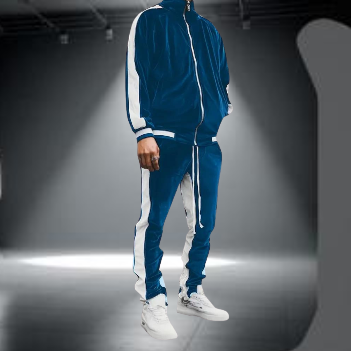 Luxe Velvet Tracksuit with Zip for Men - Mason