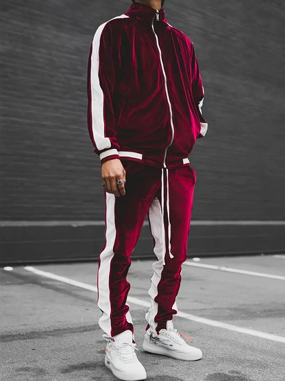 Luxe Velvet Tracksuit with Zip for Men - Mason