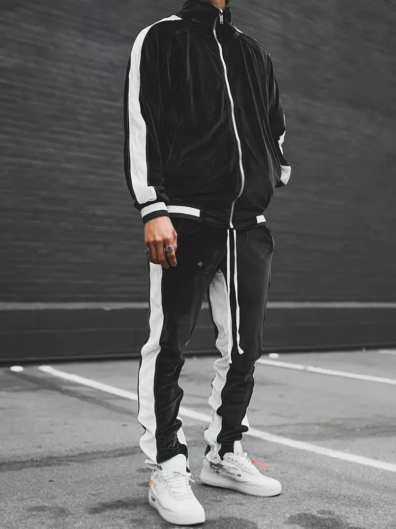 Luxe Velvet Tracksuit with Zip for Men - Mason