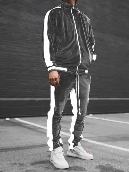 Luxe Velvet Tracksuit with Zip for Men - Mason