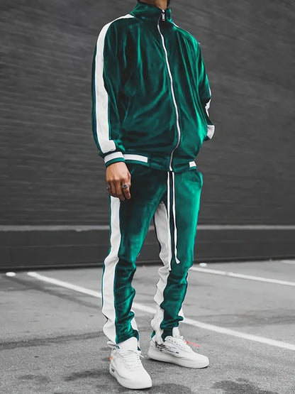 Luxe Velvet Tracksuit with Zip for Men - Mason